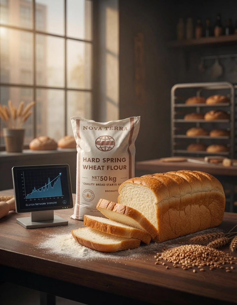 Hard spring wheat grain and open crumb